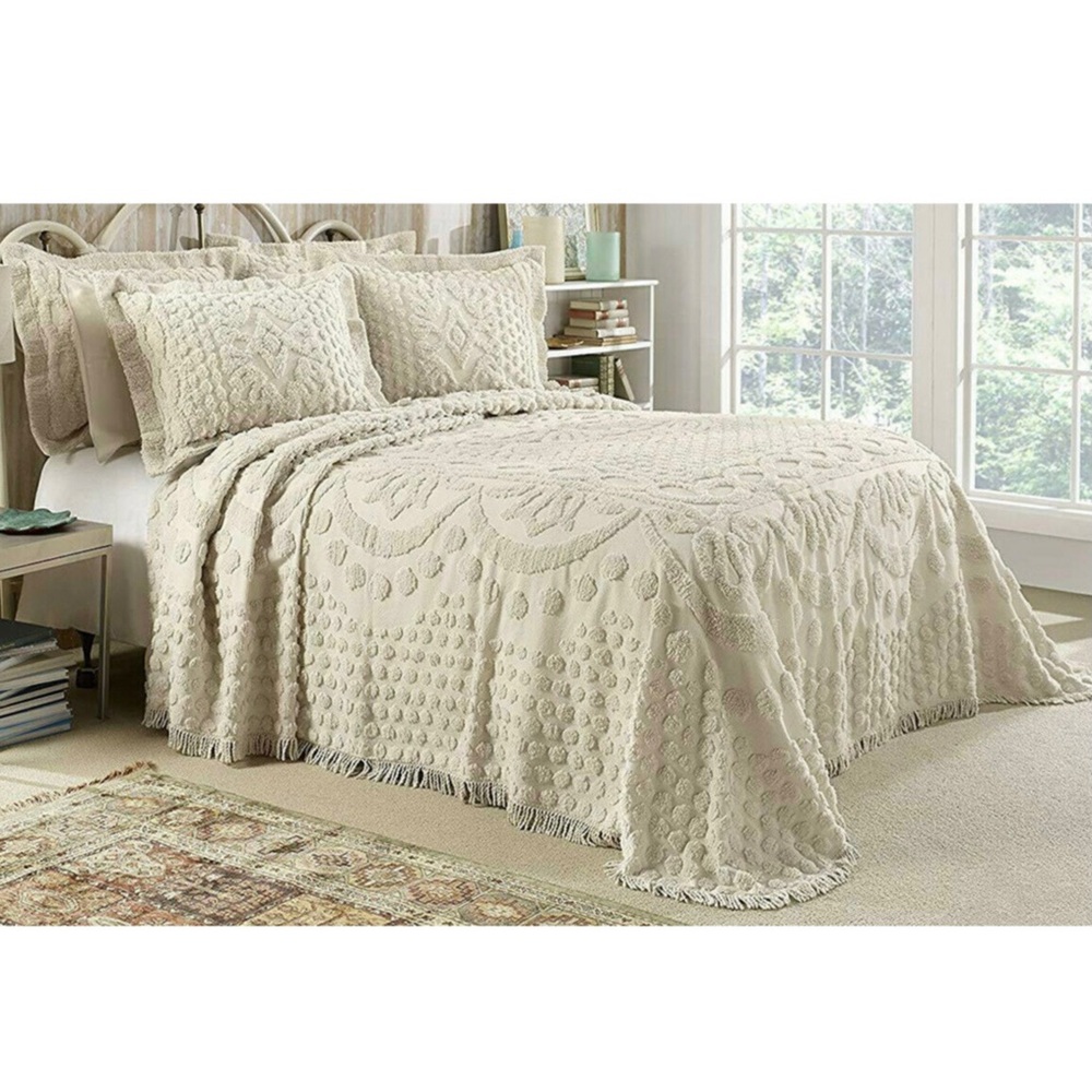 TUFTED FLORAL CHENILLE BEDSPREAD | king sz